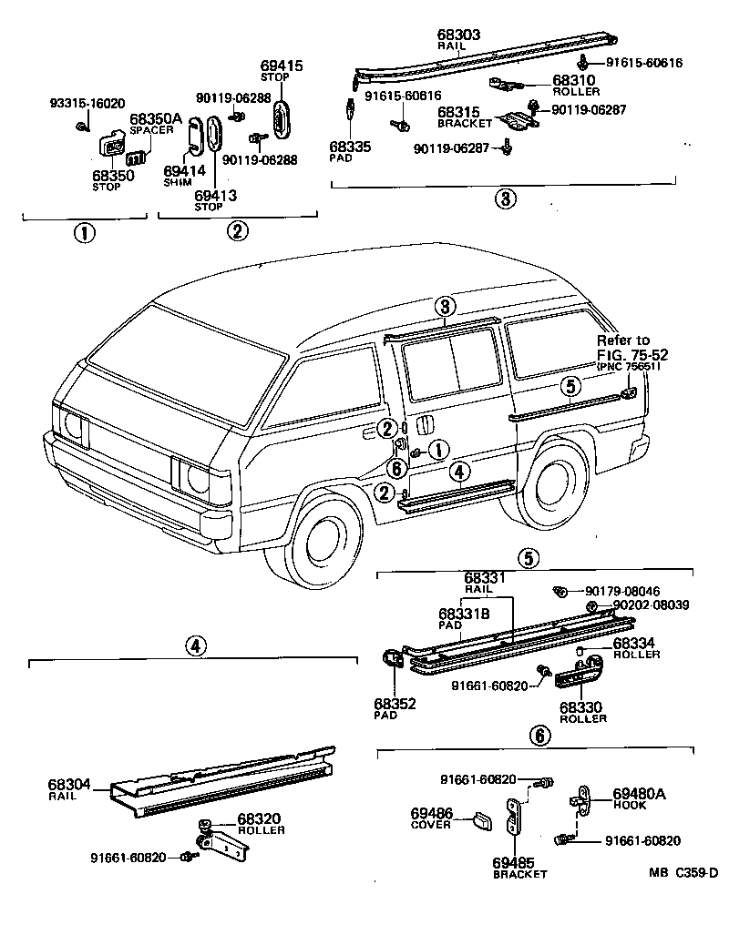 68360-95701 ROLLER ASSY, SLIDE DOOR, LOWER product image