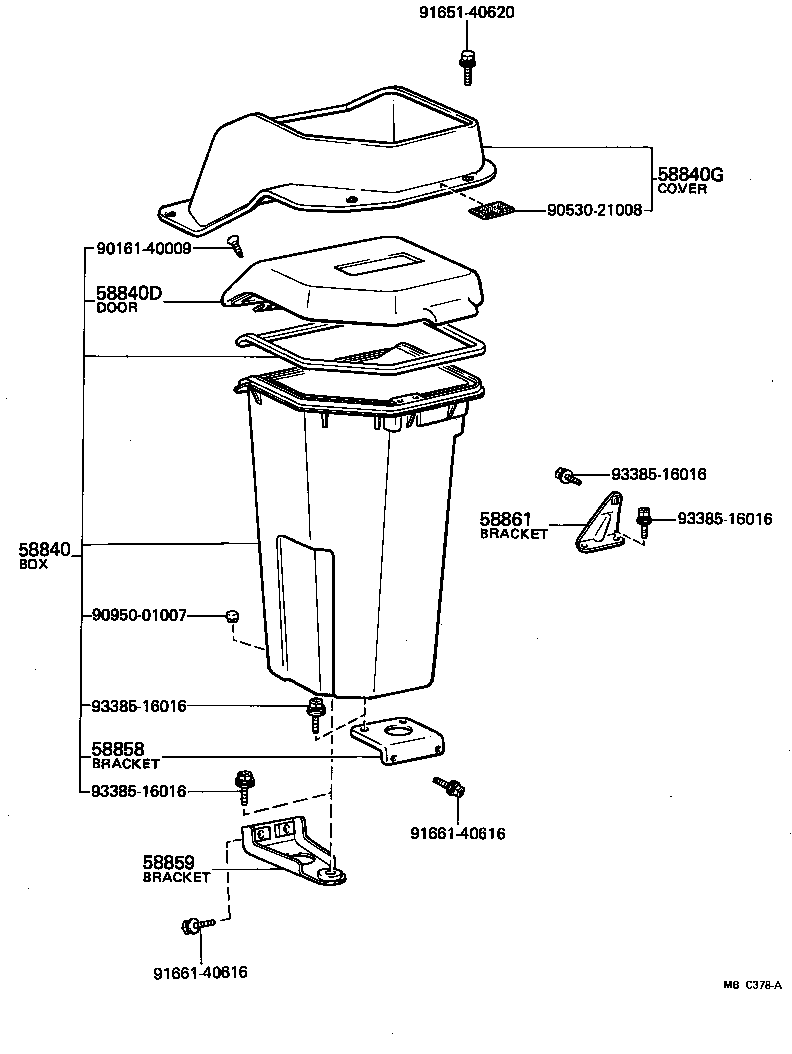 58907-95700 HINGE SUB-ASSY, CONSOLE COMPARTMENT DOOR product image