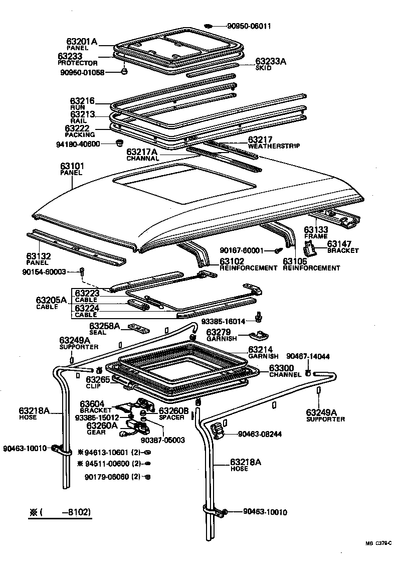 63104-95706 REINFORCEMENT, ROOF PANEL, NO.3 product image