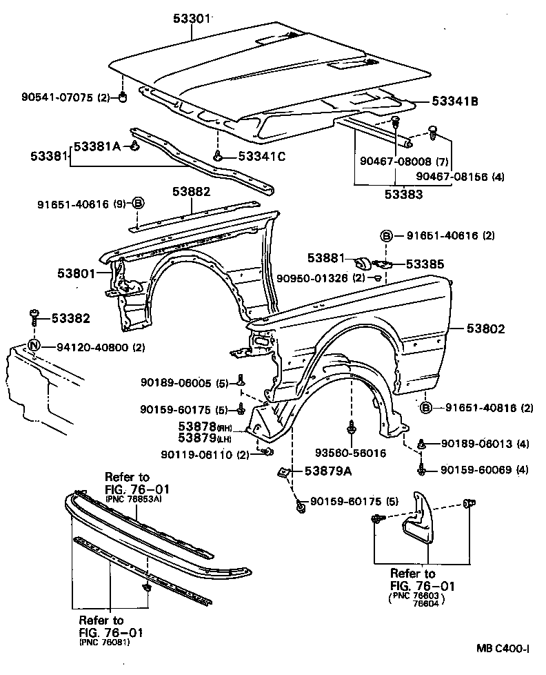 53801-24030 FENDER SUB-ASSY, FRONT RH product image