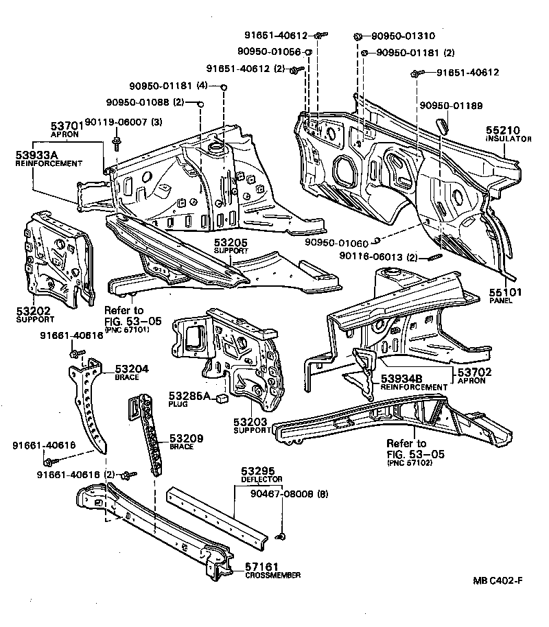 53701-24010 APRON SUB-ASSY, FRONT FENDER, RH product image