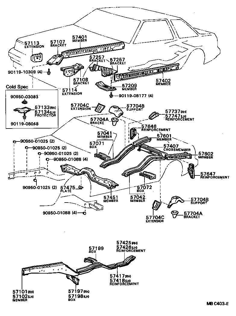 57101-24901 MEMBER SUB-ASSY, FRONT SIDE, RH product image