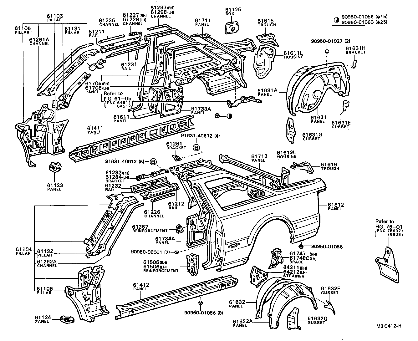 61631-24010 PANEL, QUARTER WHEEL HOUSE, OUTER RH product image