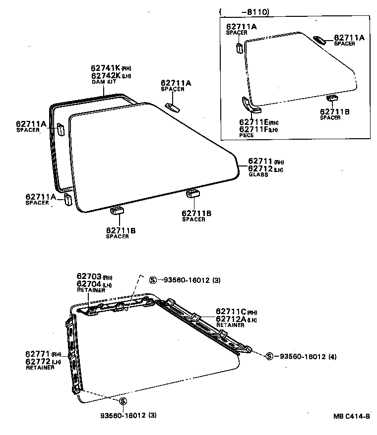 62712-24010 GLASS, QUARTER WINDOW, LH product image
