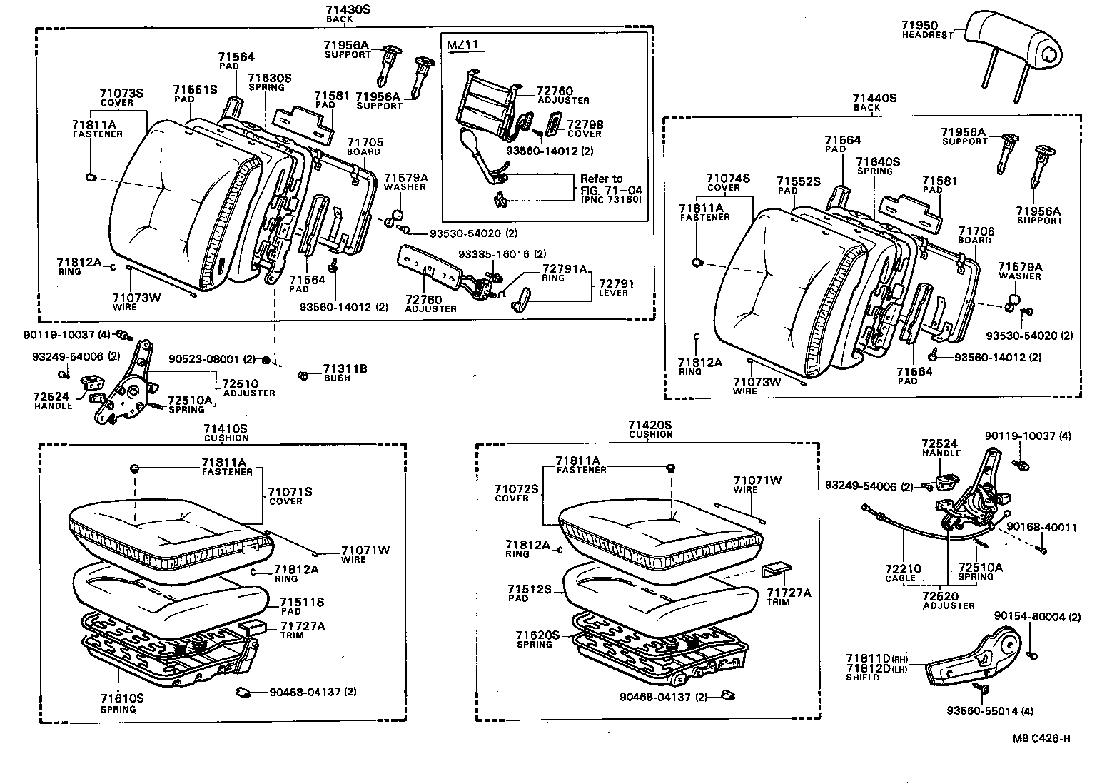 71630-24010 SPRING ASSY, FRONT SEAT BACK, RH(FOR SEPARATE TYPE) product image