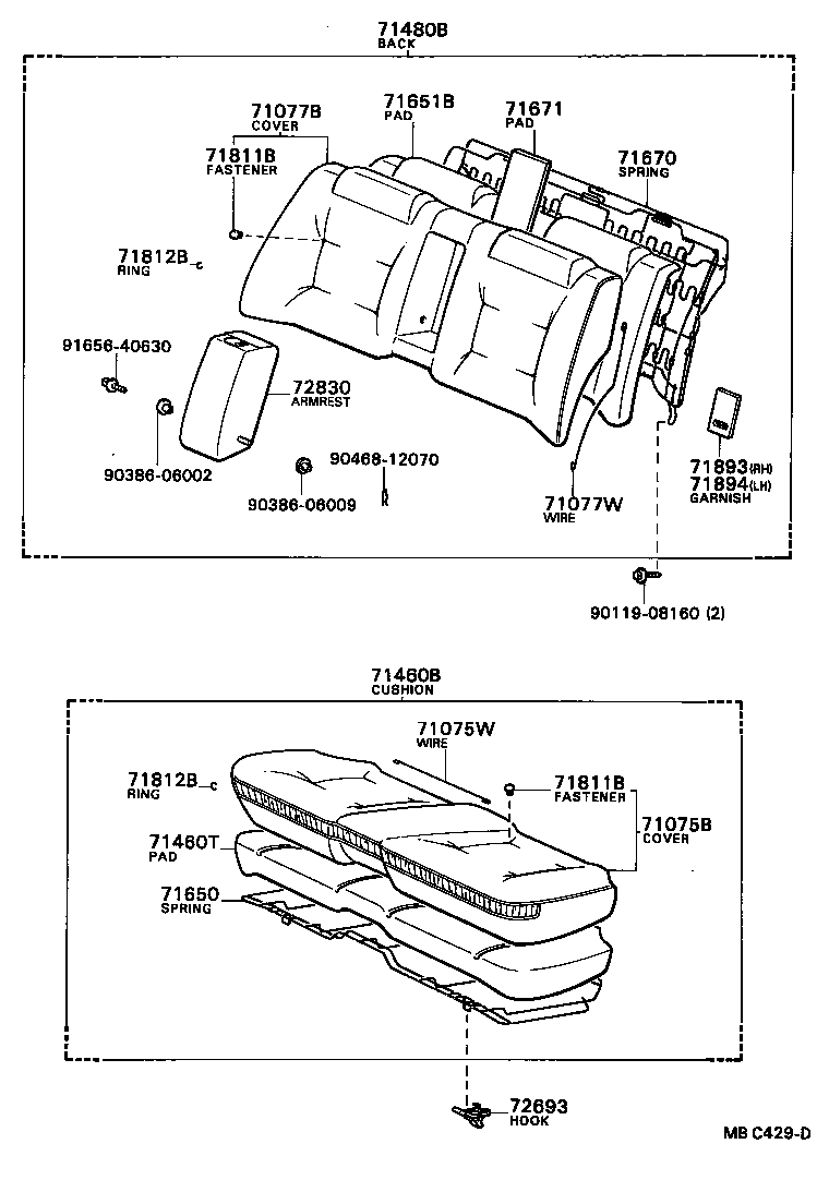 71671-24010 PAD, REAR SEAT BACK SILENCER, A product image