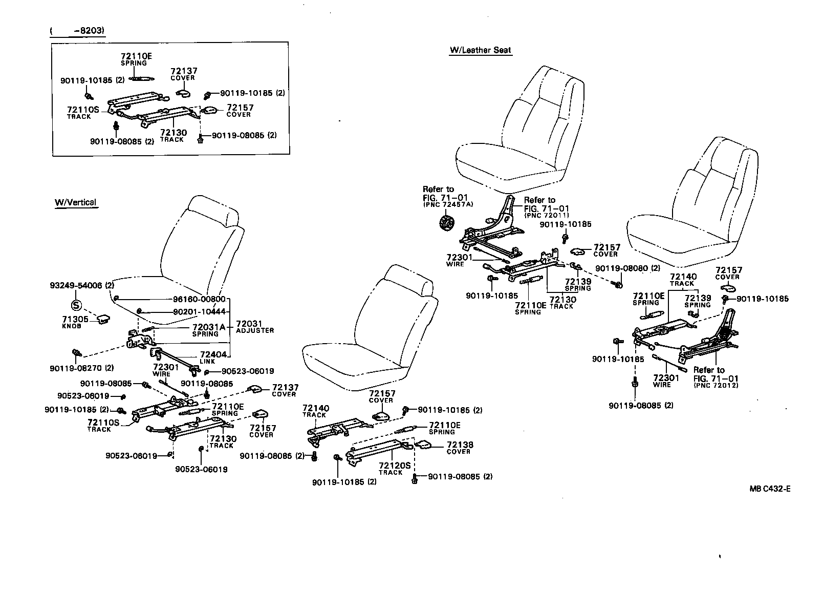 72130-24020 TRACK ASSY, RH SEAT, INNER product image