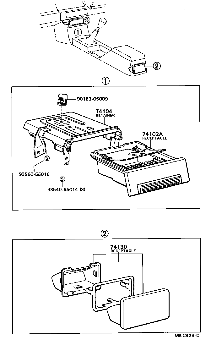 74102-24010-01 RECEPTACLE ASSY, FRONT ASH product image