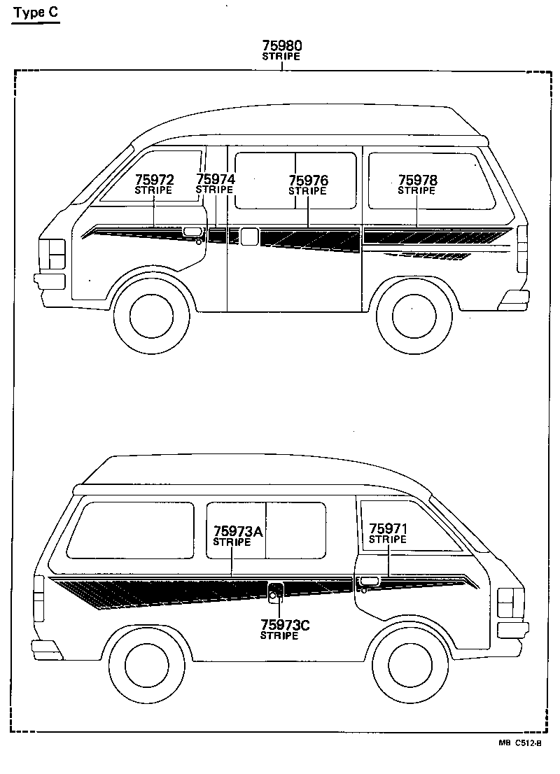 75984-95702 STRIPE, SIDE, LH NO.2(FOR LOWER) product image