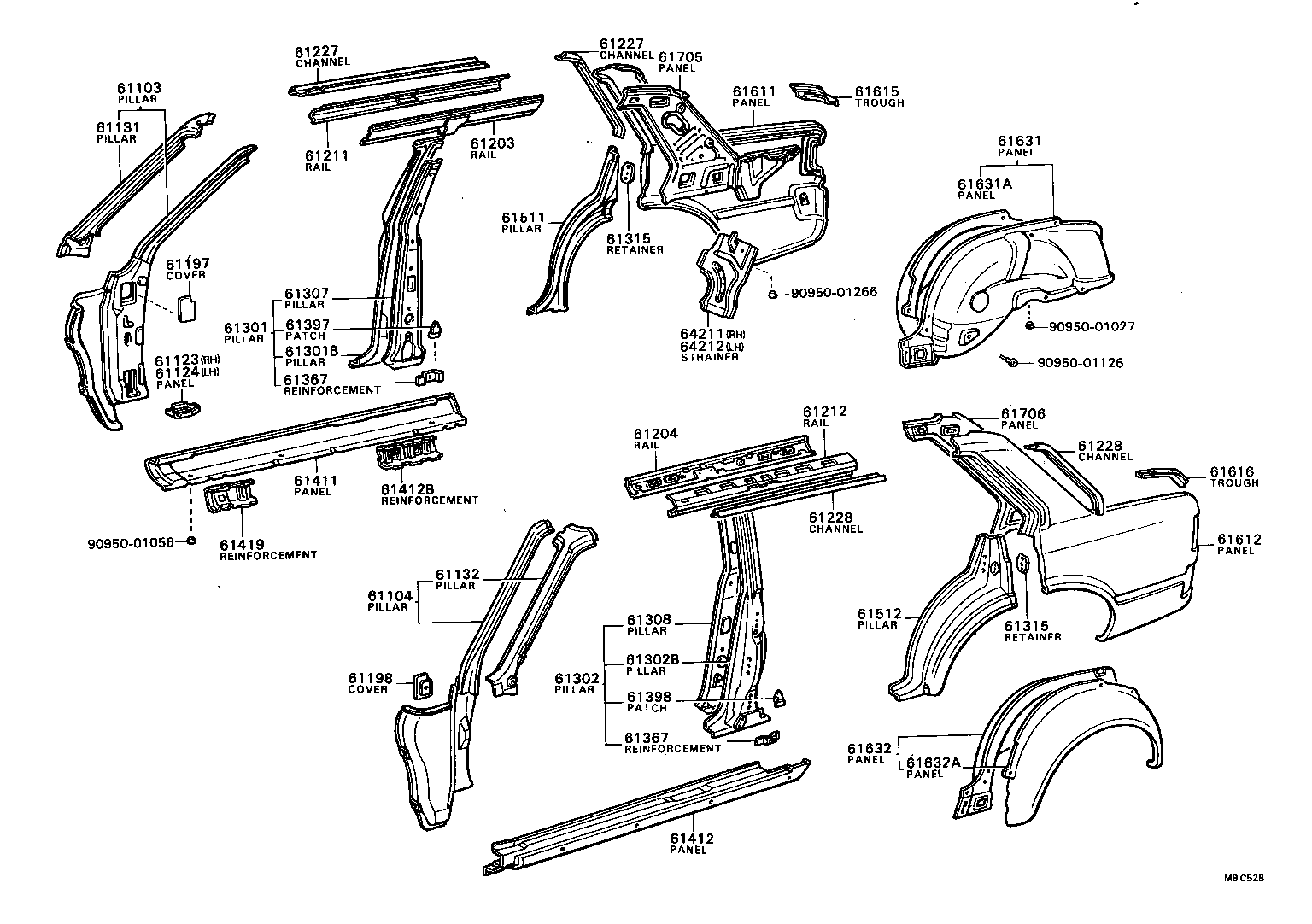 61202-95500 RAIL SUB-ASSY, ROOF SIDE, LH product image