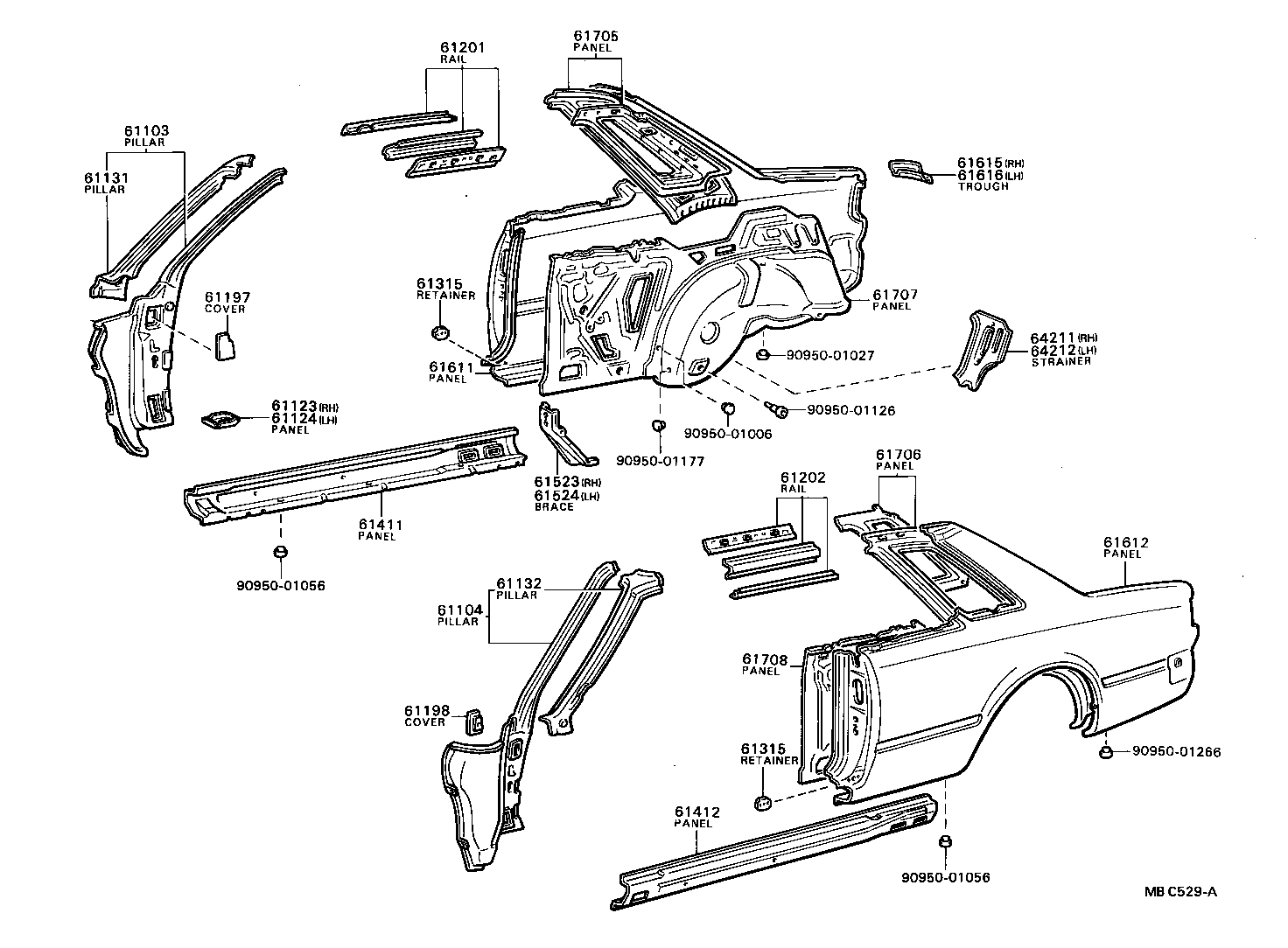 61202-95500 RAIL SUB-ASSY, ROOF SIDE, LH product image