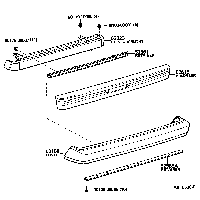52159-14160 COVER, REAR BUMPER product image