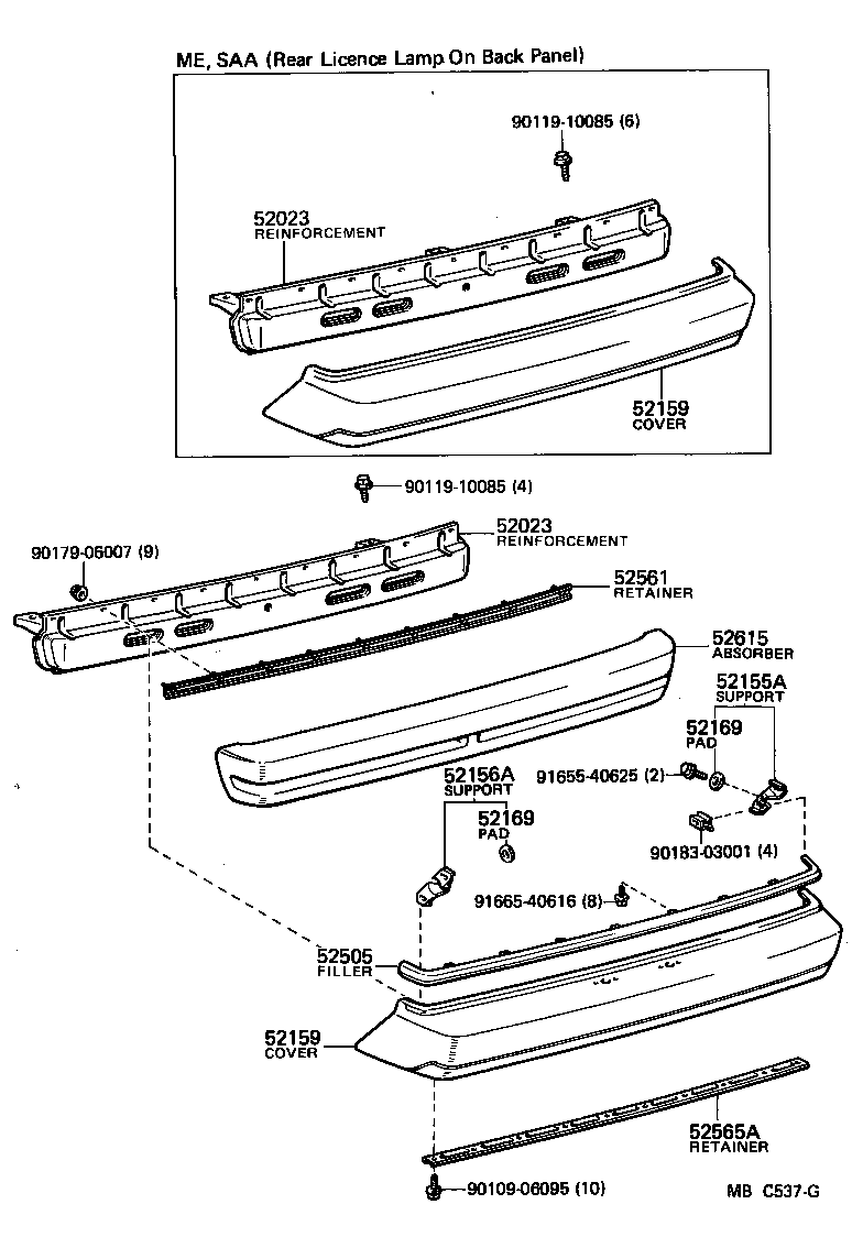 52159-14901 COVER, REAR BUMPER product image