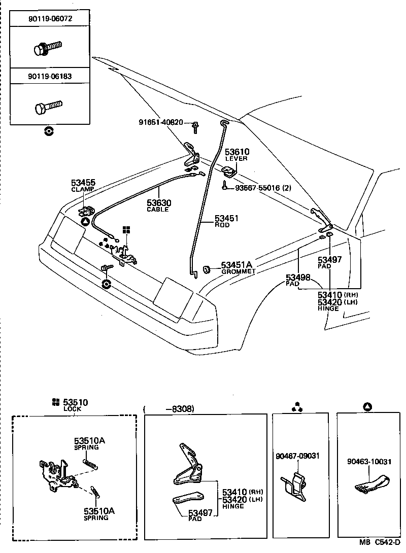 53451-14060 ROD, HOOD SUPPORT product image