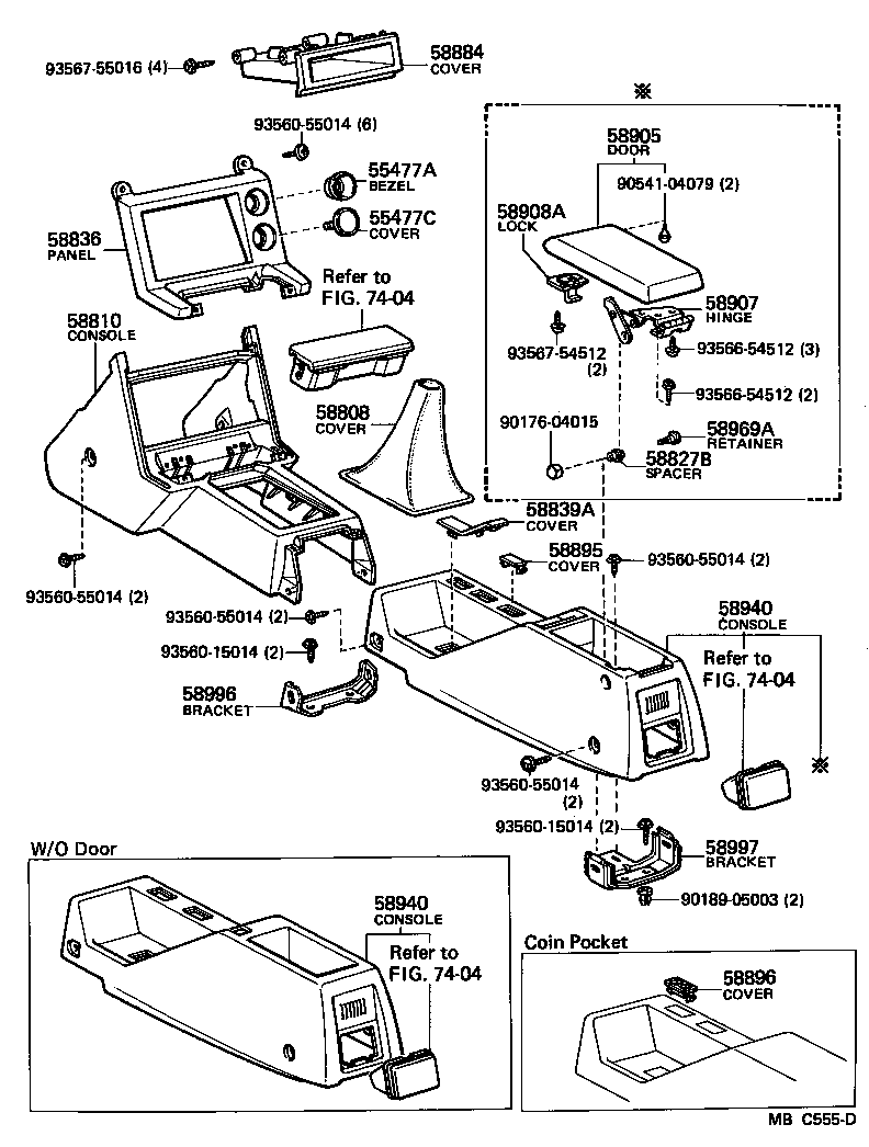 58901-24010-01 CONSOLE ASSY, REAR product image