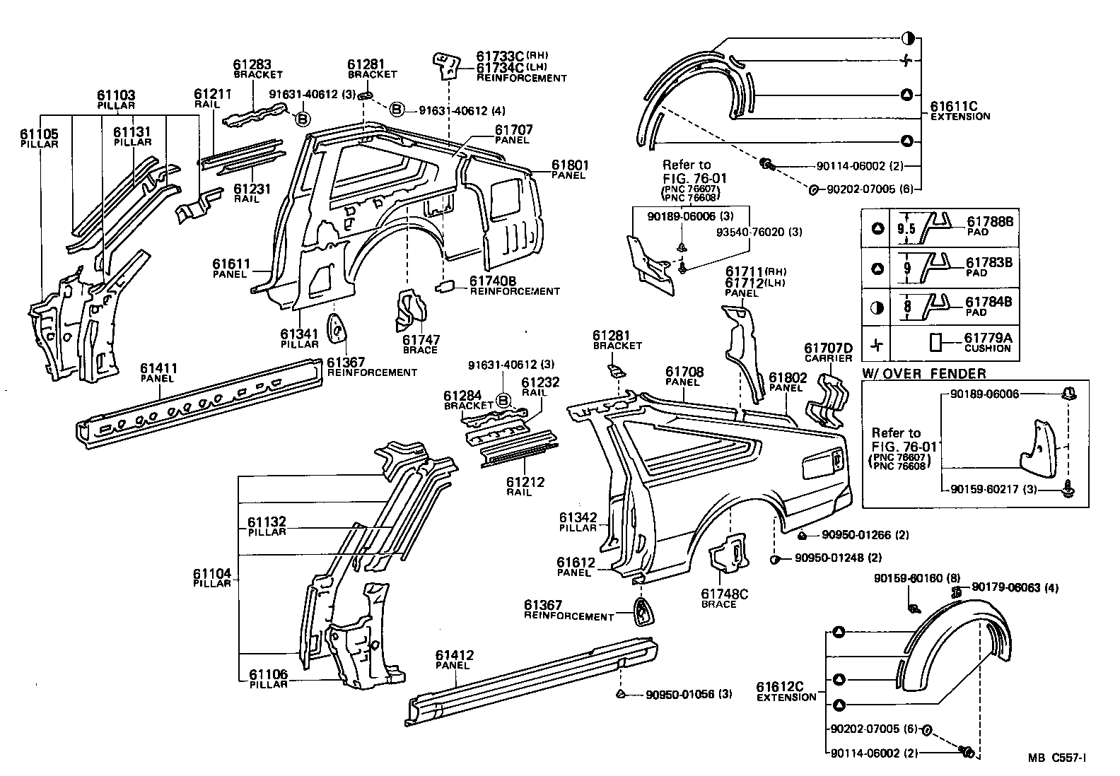 61601-14860 PANEL, QUARTER, RH product image
