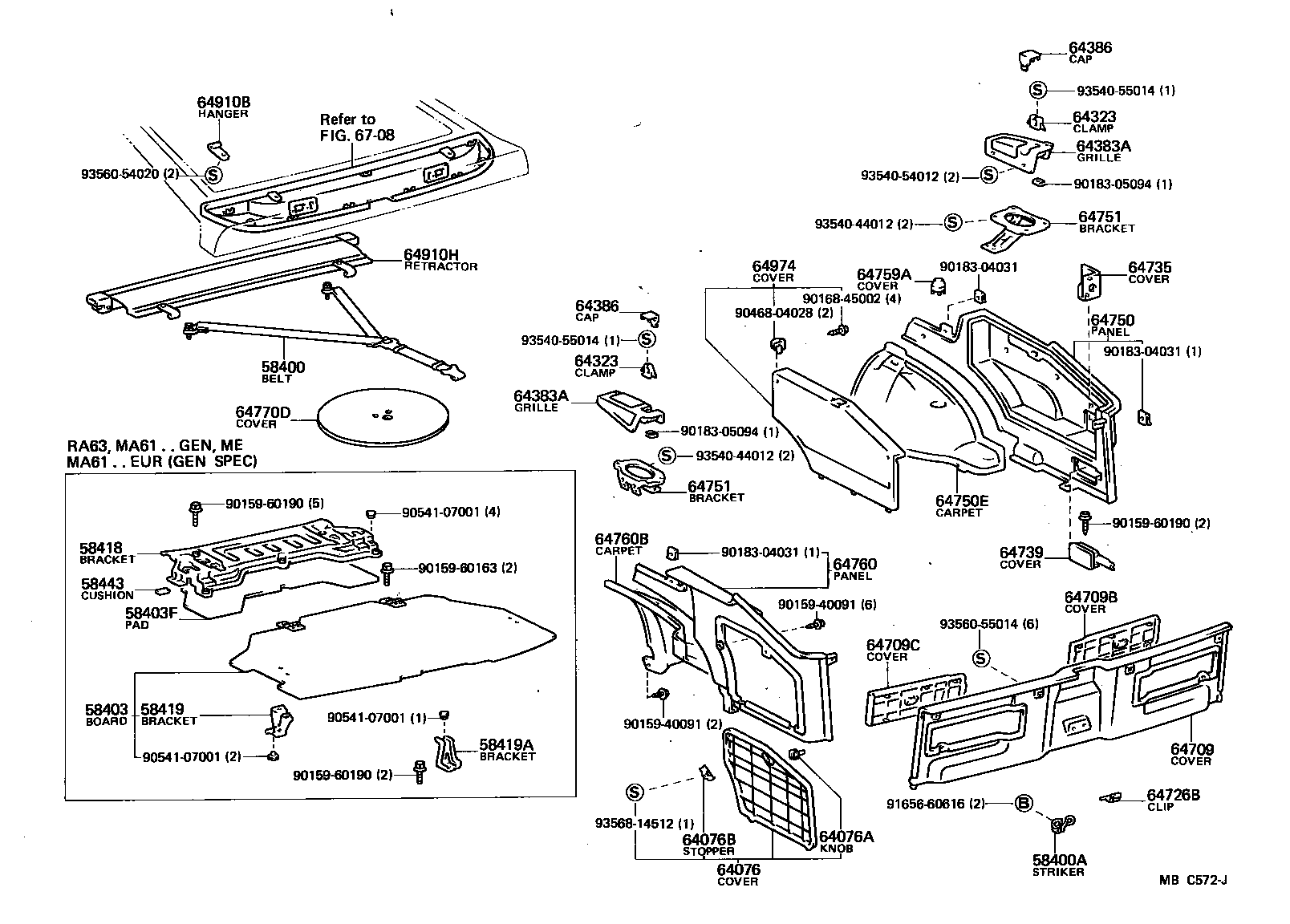 58461-14040 STRIKER, LUGGAGE HOLD BELT product image