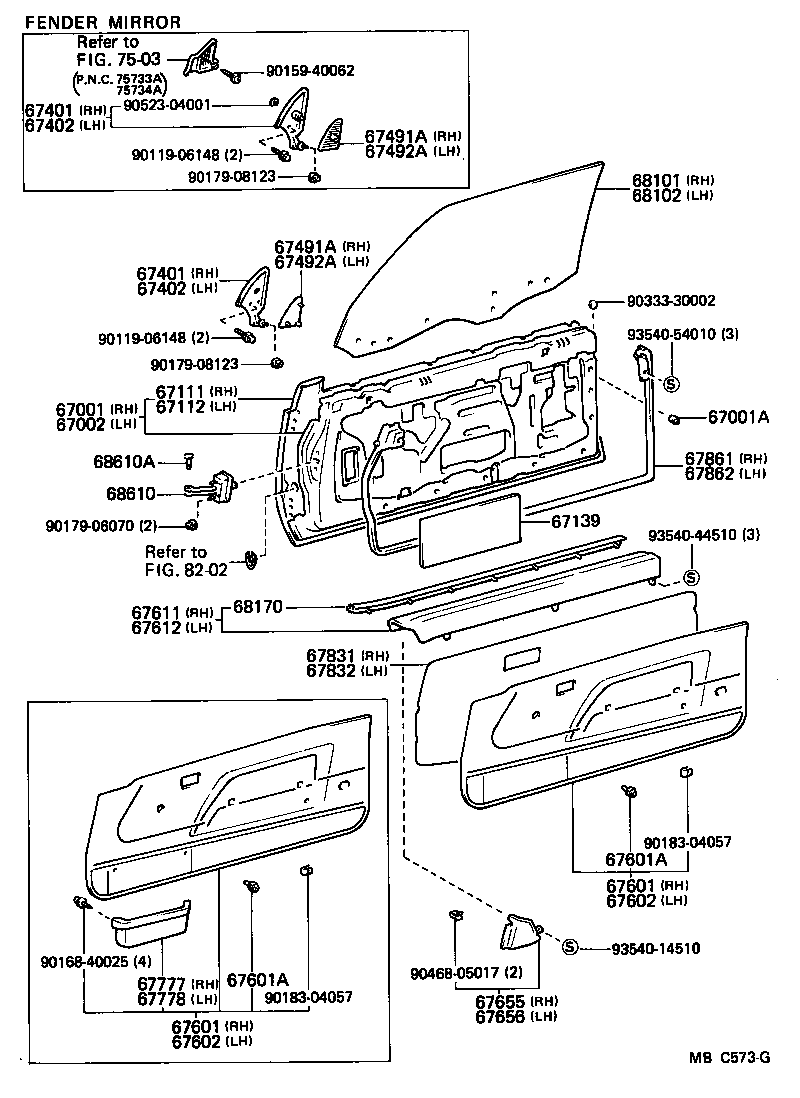 67401-14160 BAR SUB-ASSY, FRONT DOOR WINDOW, FRONT RH product image