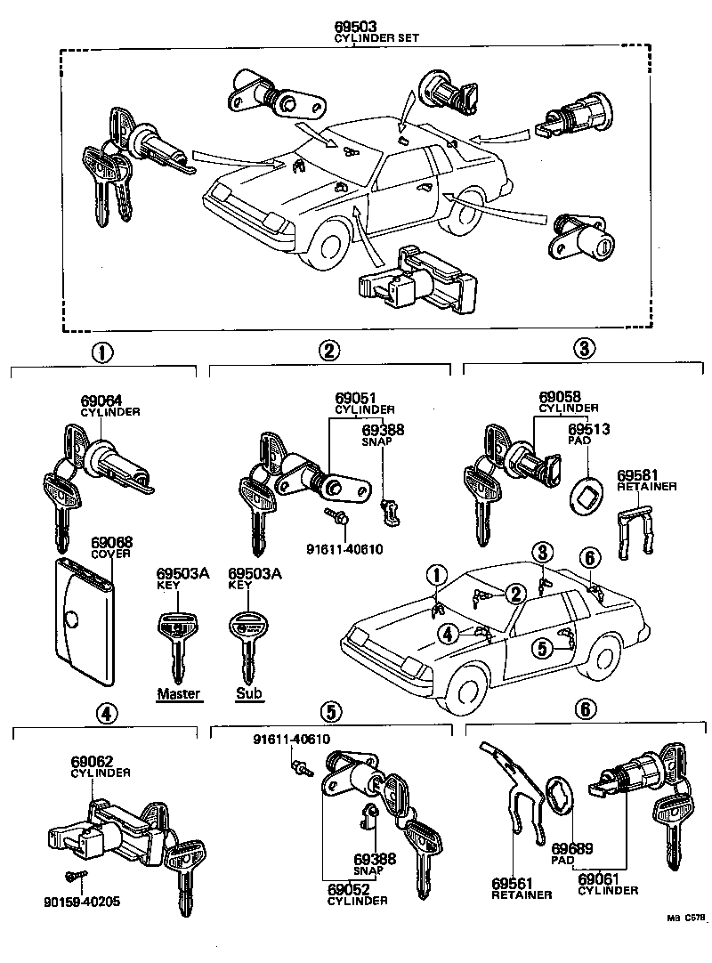 69005-14381 CYLINDER SET, LOCK product image