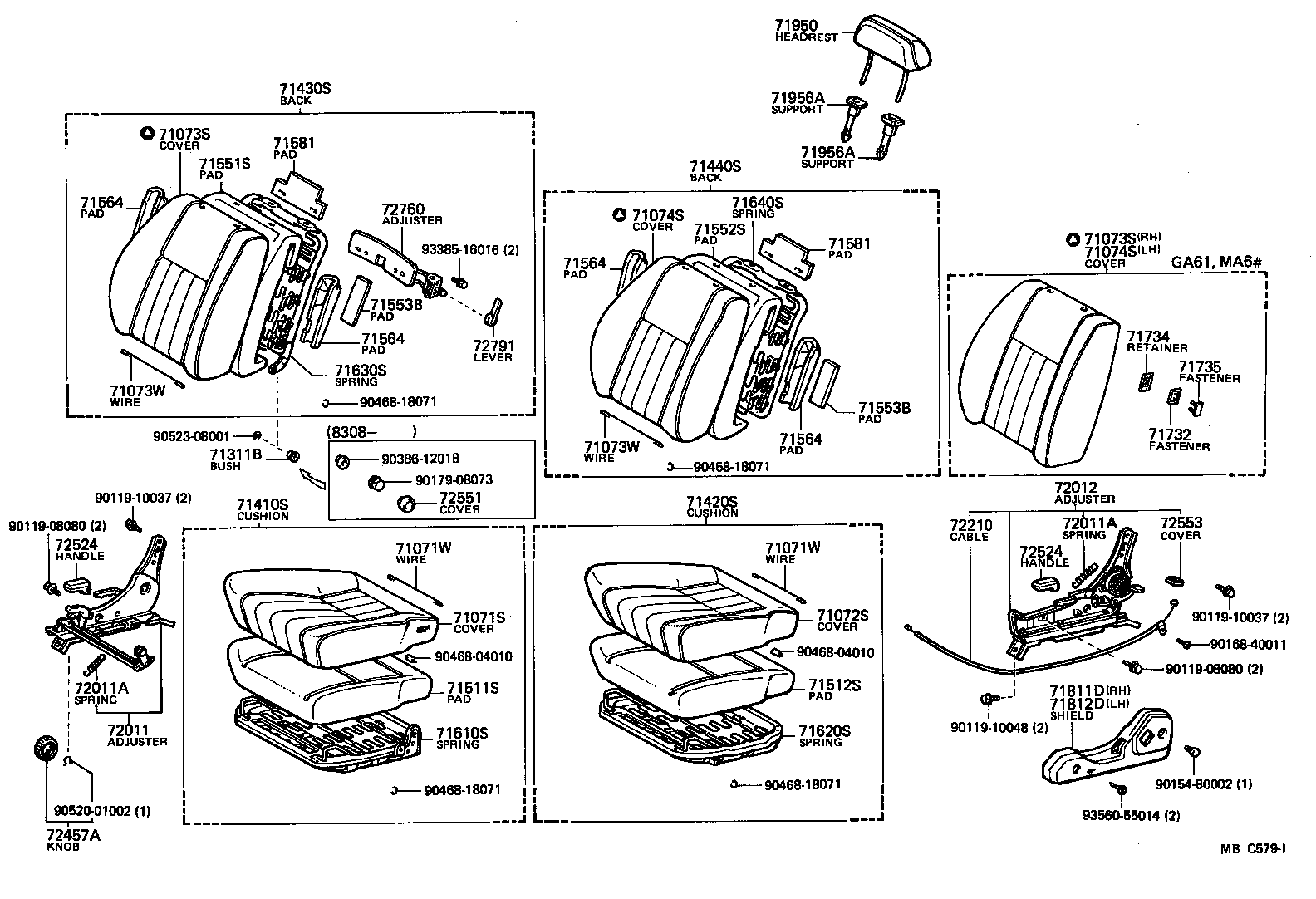 71073-1B430 COVER, FRONT SEAT BACK, RH(FOR SEPARATE TYPE) product image