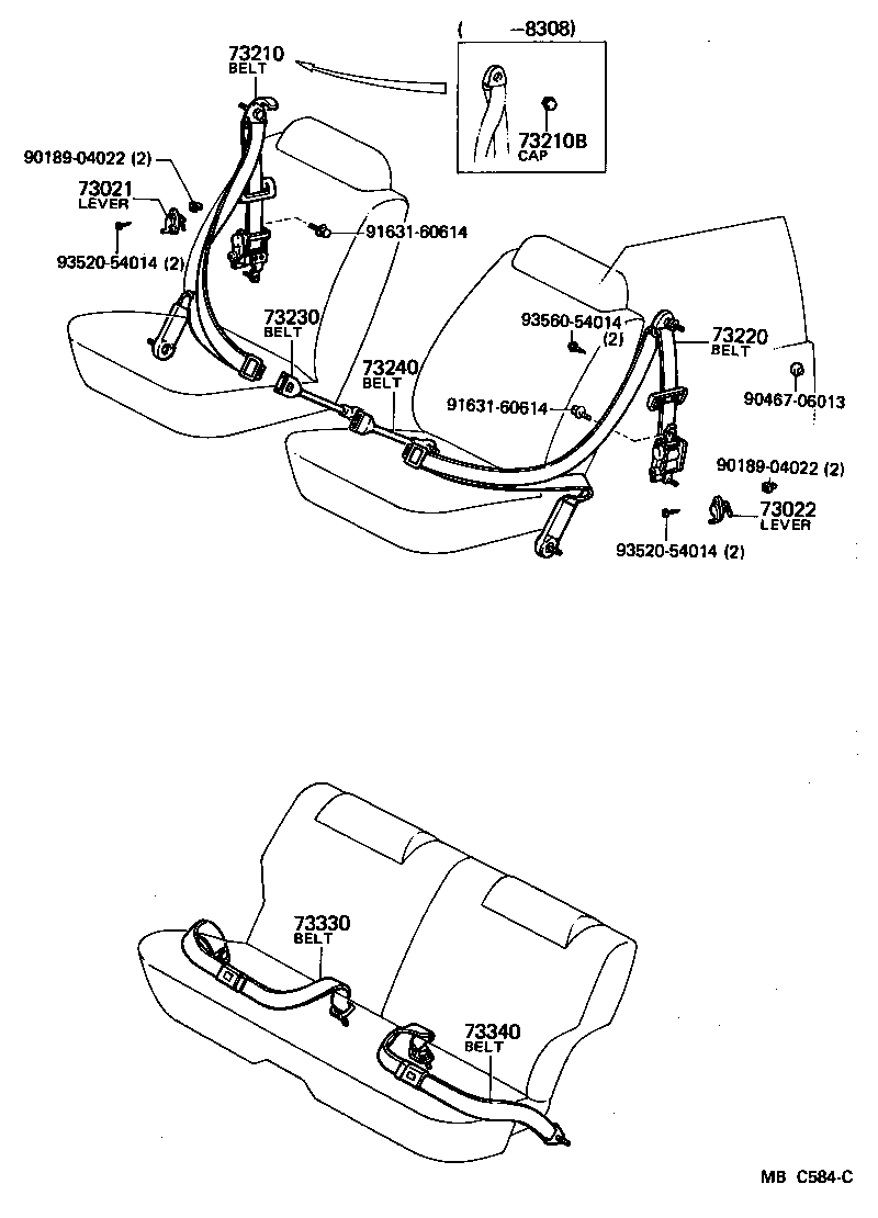 73210-14232-06 BELT ASSY, FRONT SEAT OUTER, RH product image