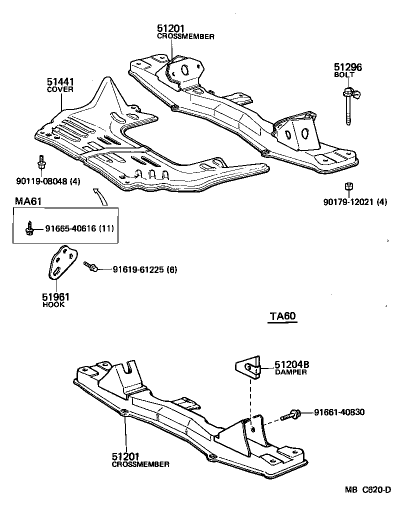 51205-14010 BRACKET SUB-ASSY, DIFFERENTIAL SUPPORT product image