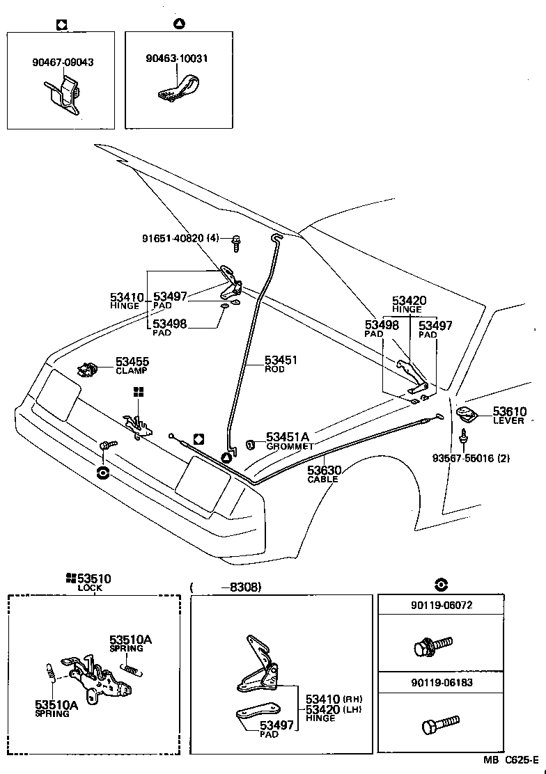 Toyota 53630-14170 CABLE ASSY, HOOD LOCK CONTROL