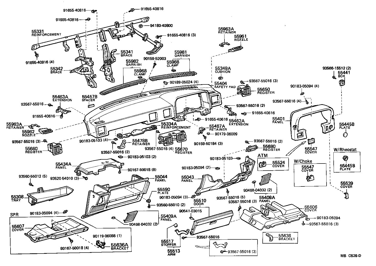 55832-14010 CONNECTOR, INSTRUMENT PANEL REGISTER, NO.2 product image