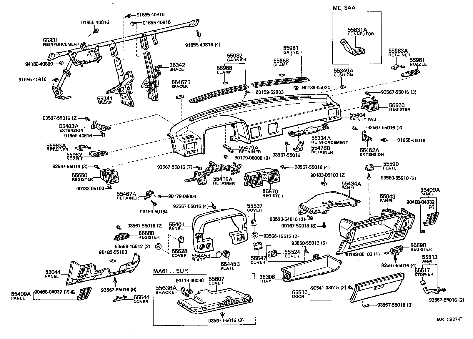 55832-14010 CONNECTOR, INSTRUMENT PANEL REGISTER, NO.2 product image