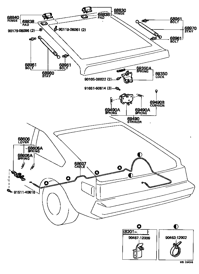 Toyota 68801-14030 HINGE ASSY, BACK DOOR, RH