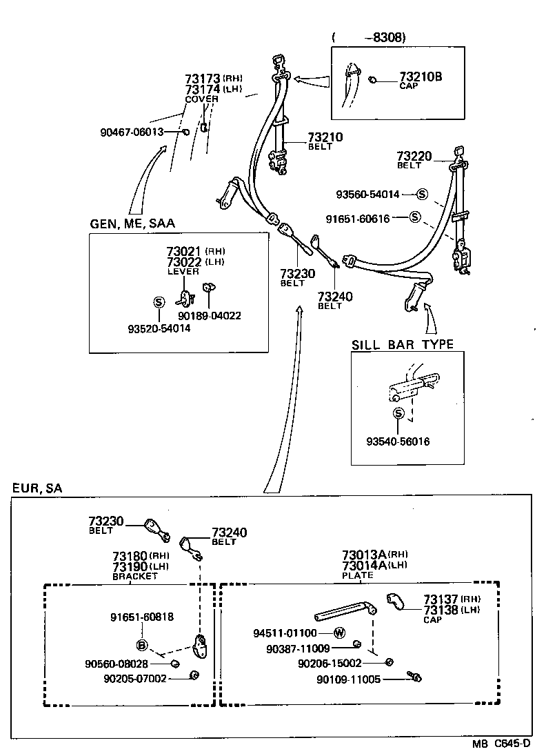 73021-14010 LEVER SUB-ASSY, SEAT BELT COMFORT, RH product image