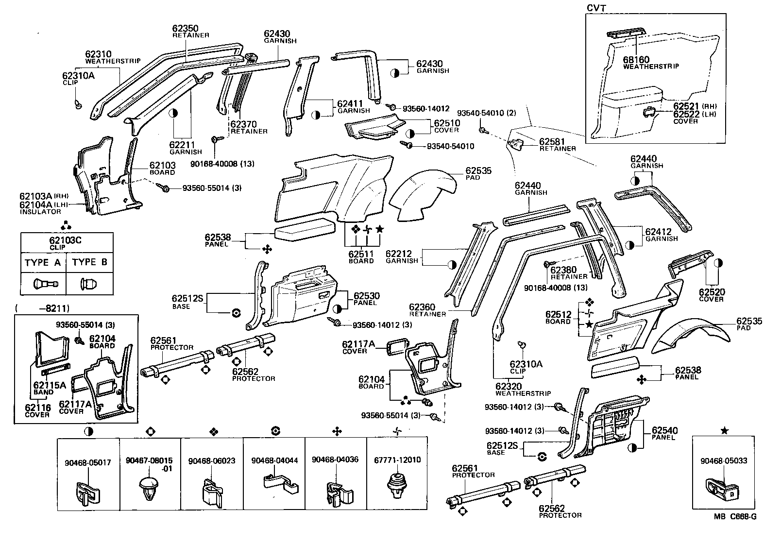 Toyota 62211-14110-01 GARNISH, FRONT PILLAR, RH