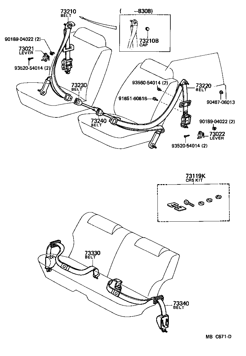 Toyota 73220-14331-04 BELT ASSY, FRONT SEAT OUTER, LH
