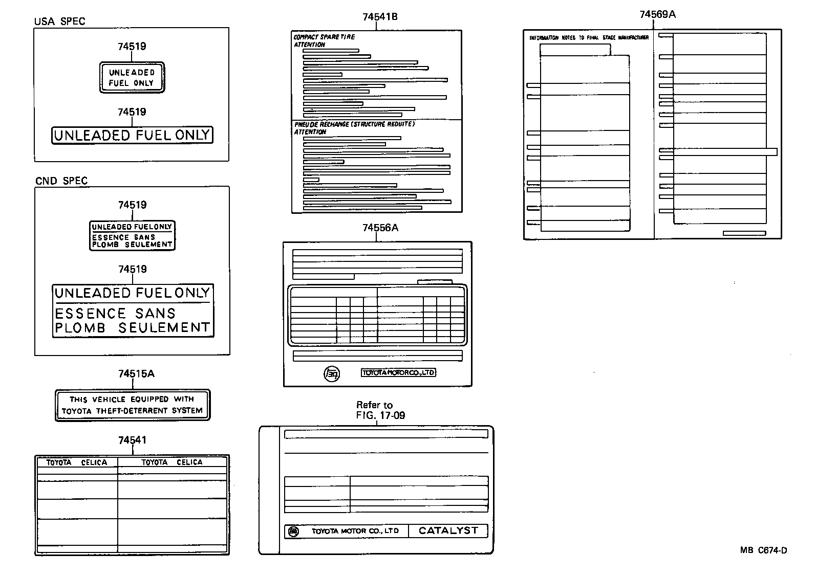Toyota 42668-14020 PLATE, COMPACT SPARE TIRE CAUTION