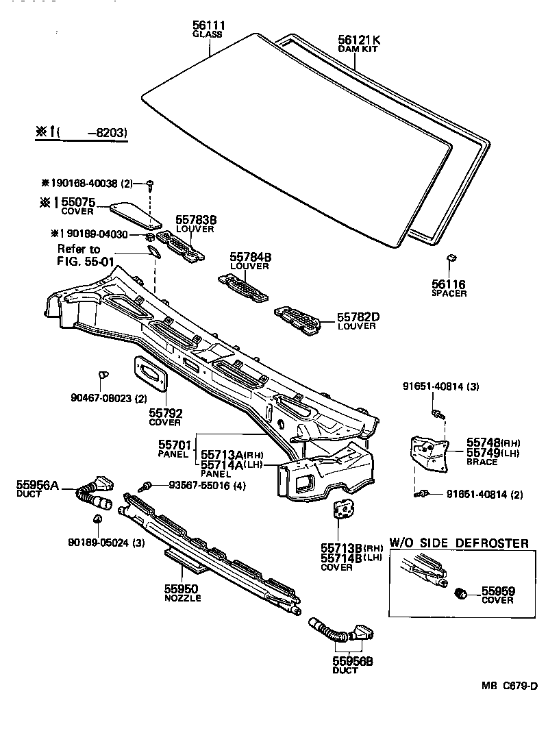 Toyota 55784-14080 LOUVER, COWL TOP VENTILATOR, CENTER NO.2