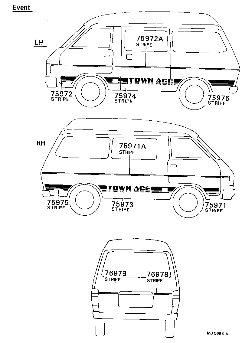 75976-87010 STRIPE, SIDE, LH NO.2(FOR LOWER) product image