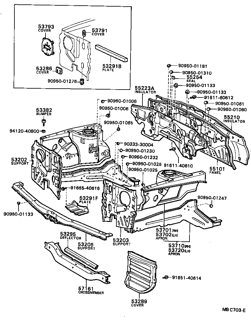 53702-12911 APRON SUB-ASSY, FRONT FENDER, LH product image