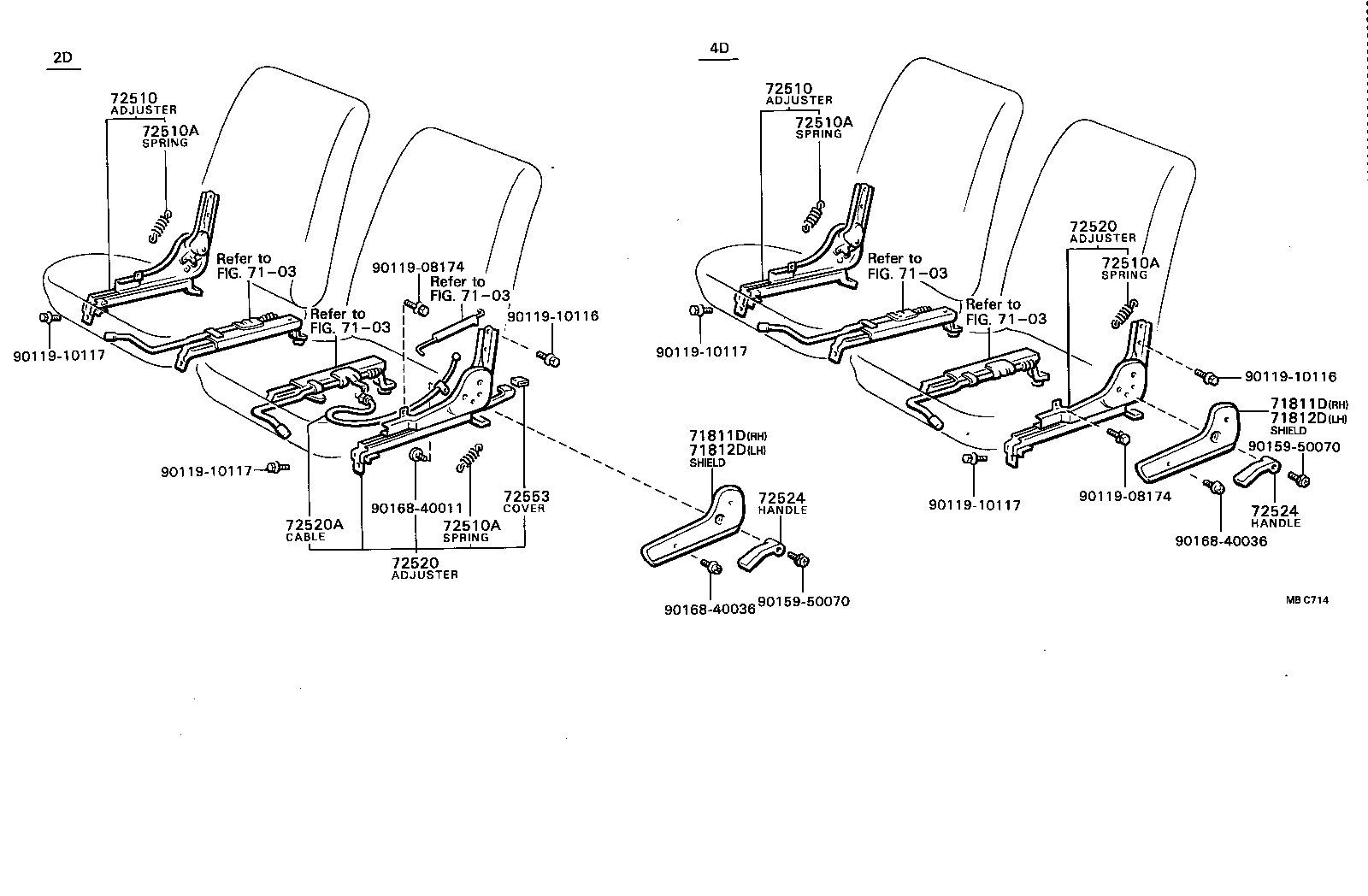 71511-12430 PAD, FRONT SEAT CUSHION, RH(FOR SEPARATE TYPE) product image