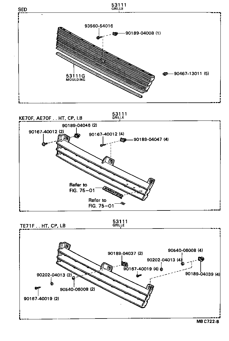 53111-12430 GRILLE, RADIATOR product image