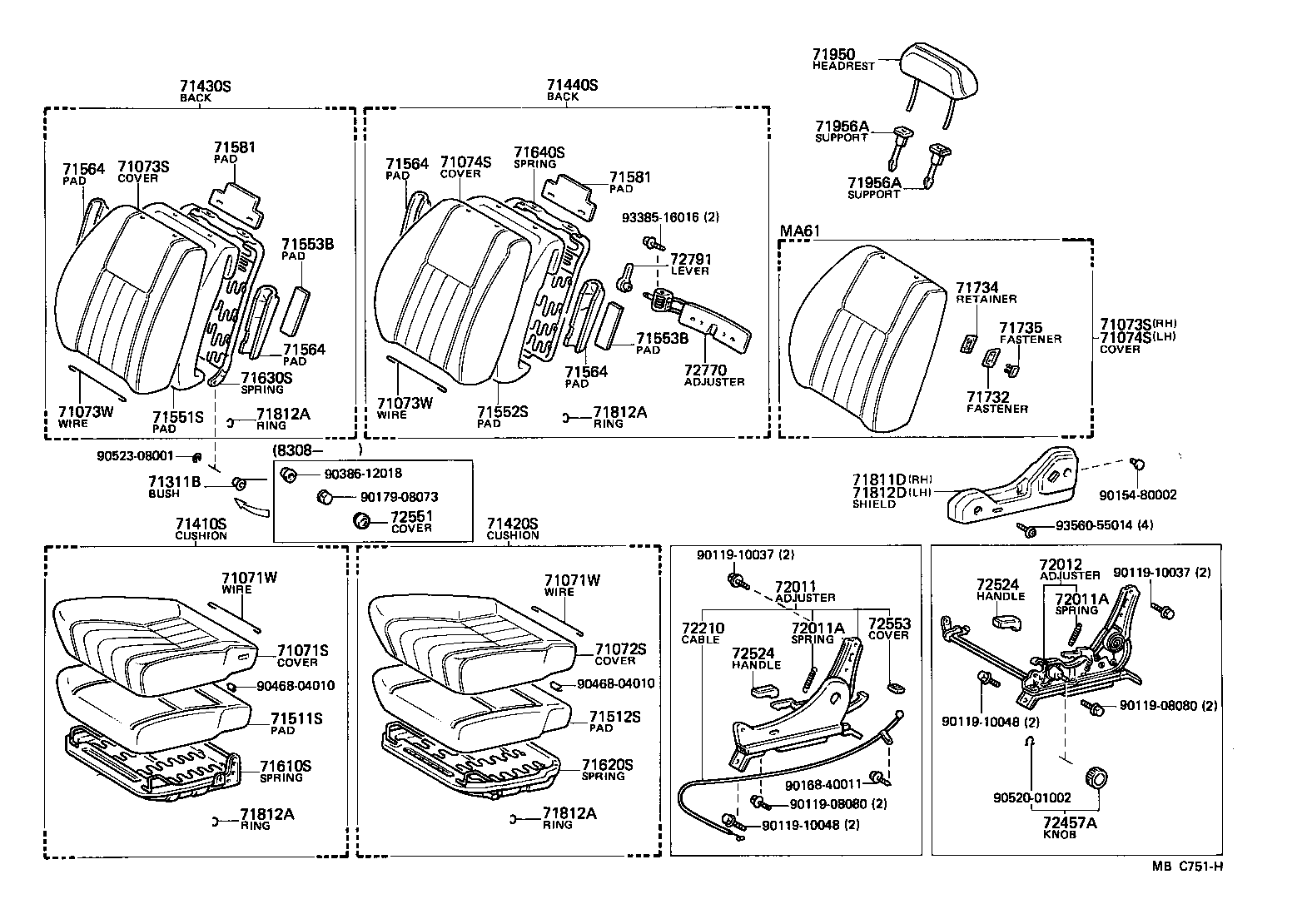 Toyota 71061-14040-02 COVER SUB-ASSY, FRONT SEAT BACK, UPPER RH