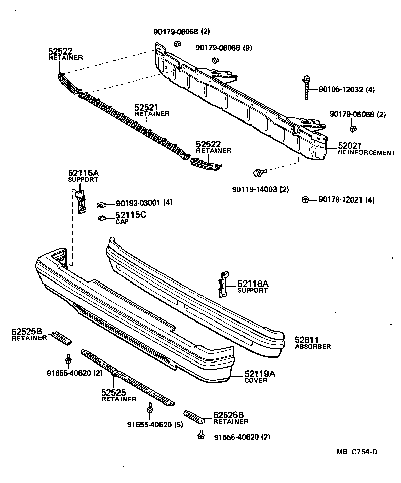 52029-14020 REINFORCEMENT SUB-ASSY, FRONT BUMPER, UPPER product image