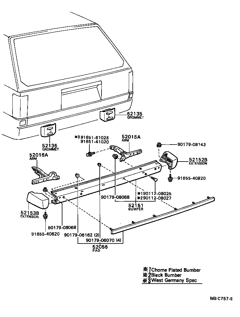 52015-12100 ARM SUB-ASSY, REAR BUMPER, RH product image