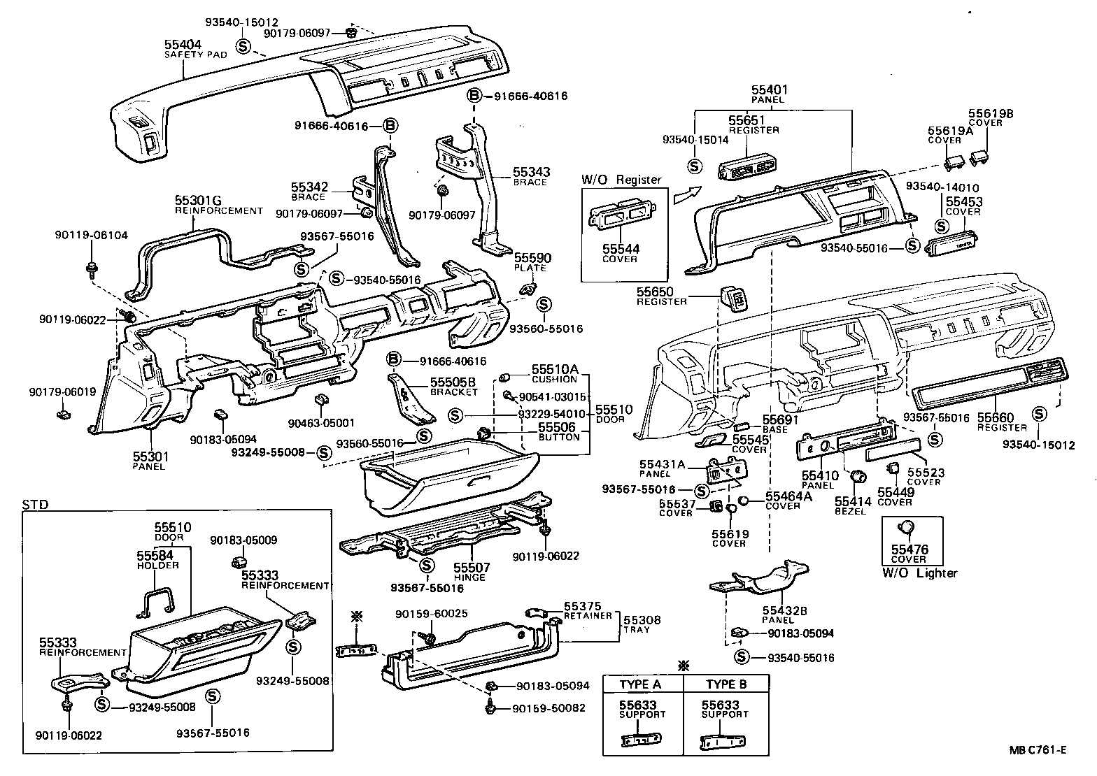 55522-12100 COVER, RADIO TUNER OPENING product image
