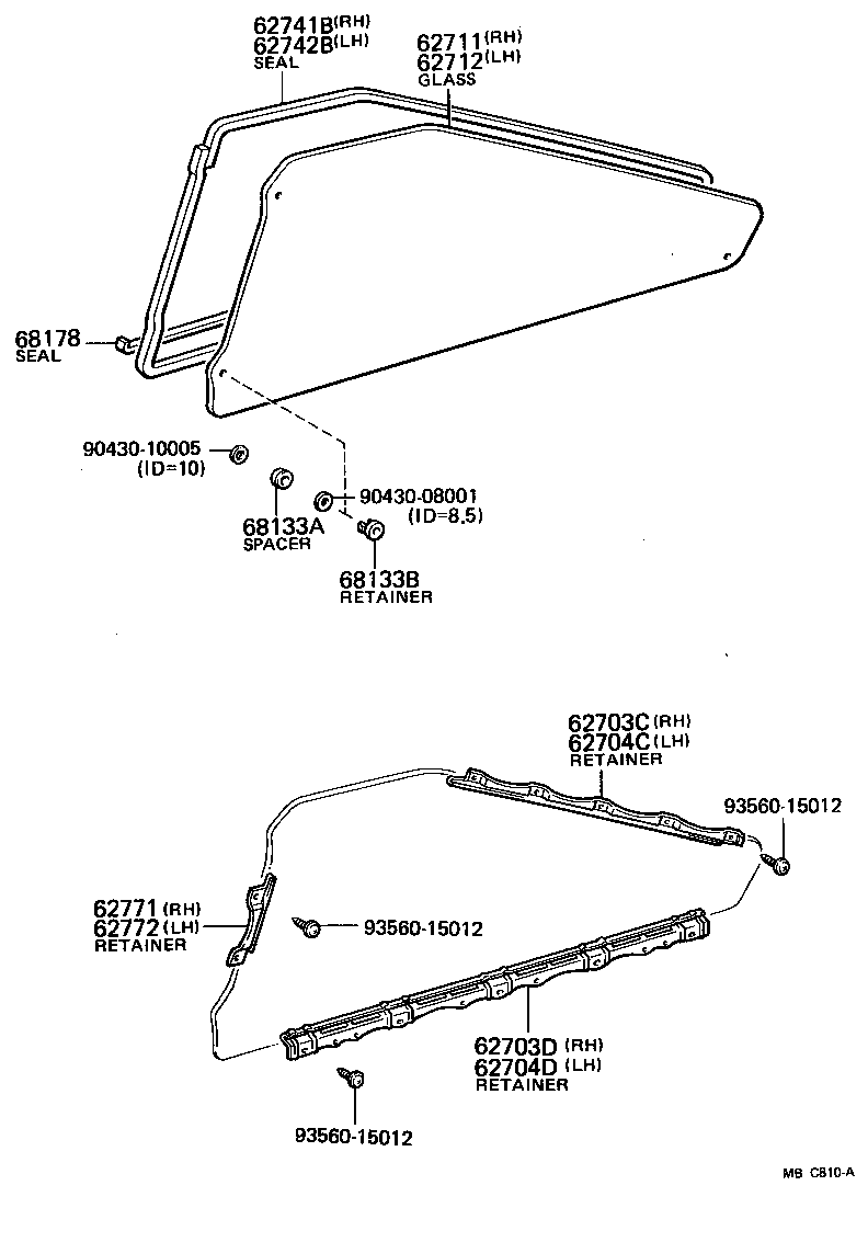 62712-91C02 GLASS, QUARTER WINDOW, LH product image