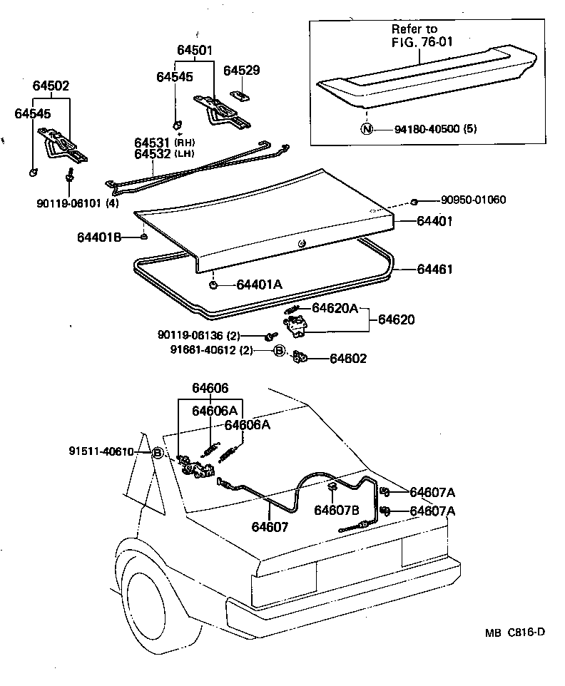 64461-14180 WEATHERSTRIP, LUGGAGE COMPARTMENT DOOR product image