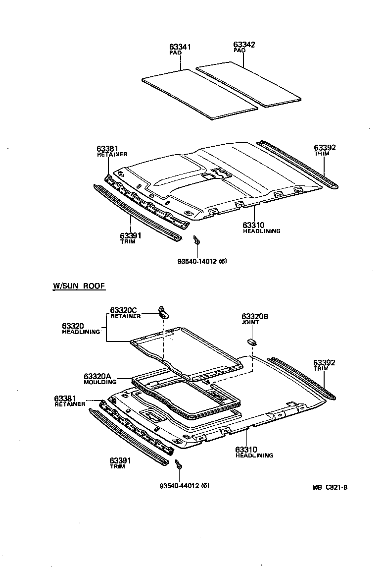63364-14040 SUPPORT, ROOF HEADLINING, NO.1 product image
