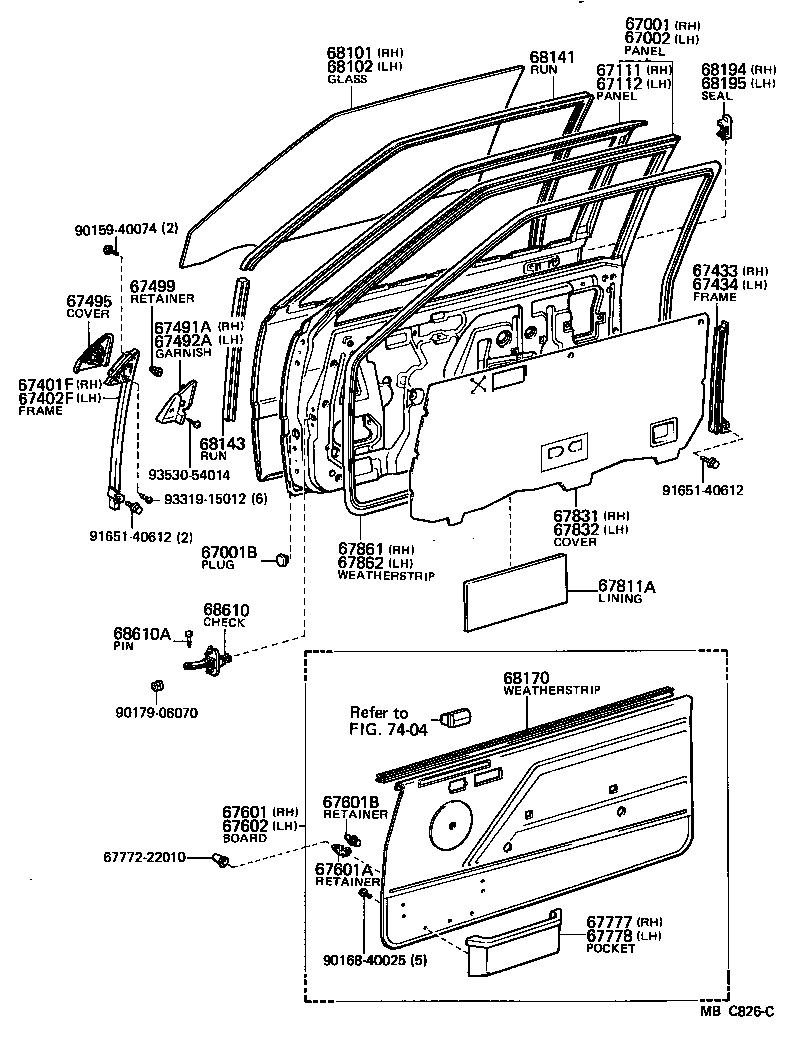 67403-14040 FRAME, FRONT DOOR WINDOW, REAR LOWER RH product image