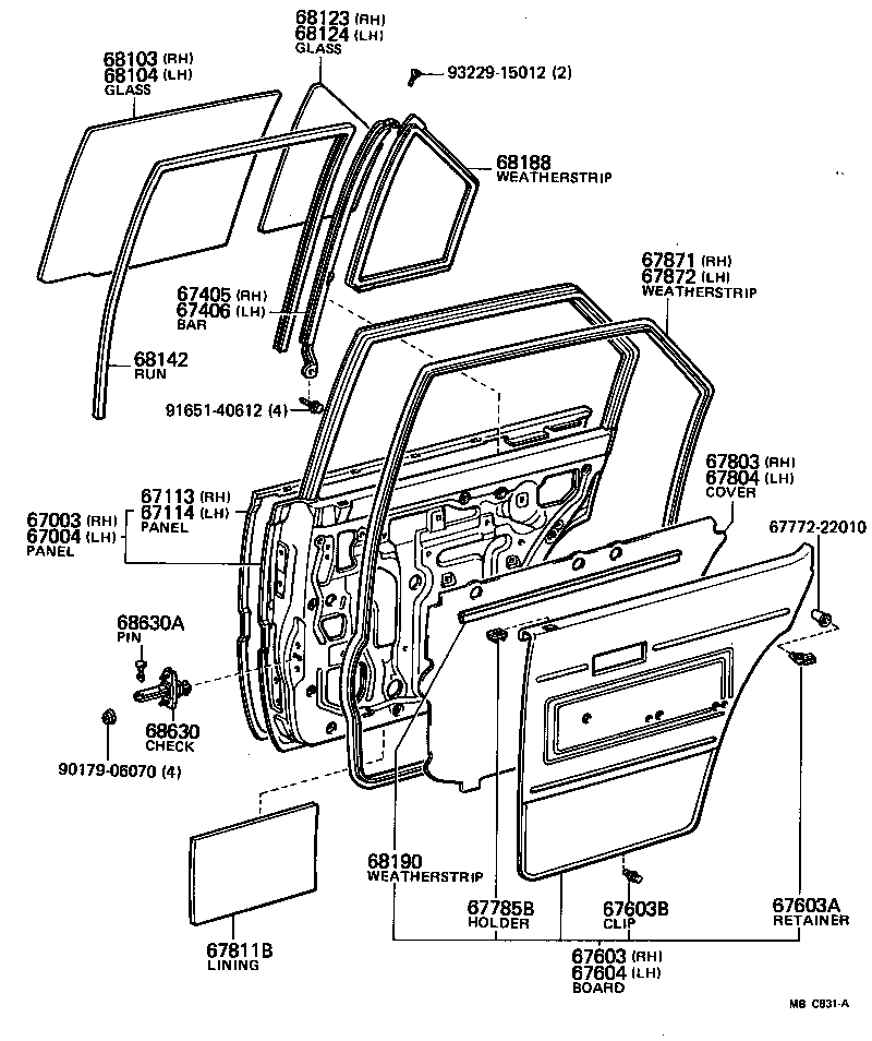 67004-91C02 PANEL SUB-ASSY, REAR DOOR, LH product image