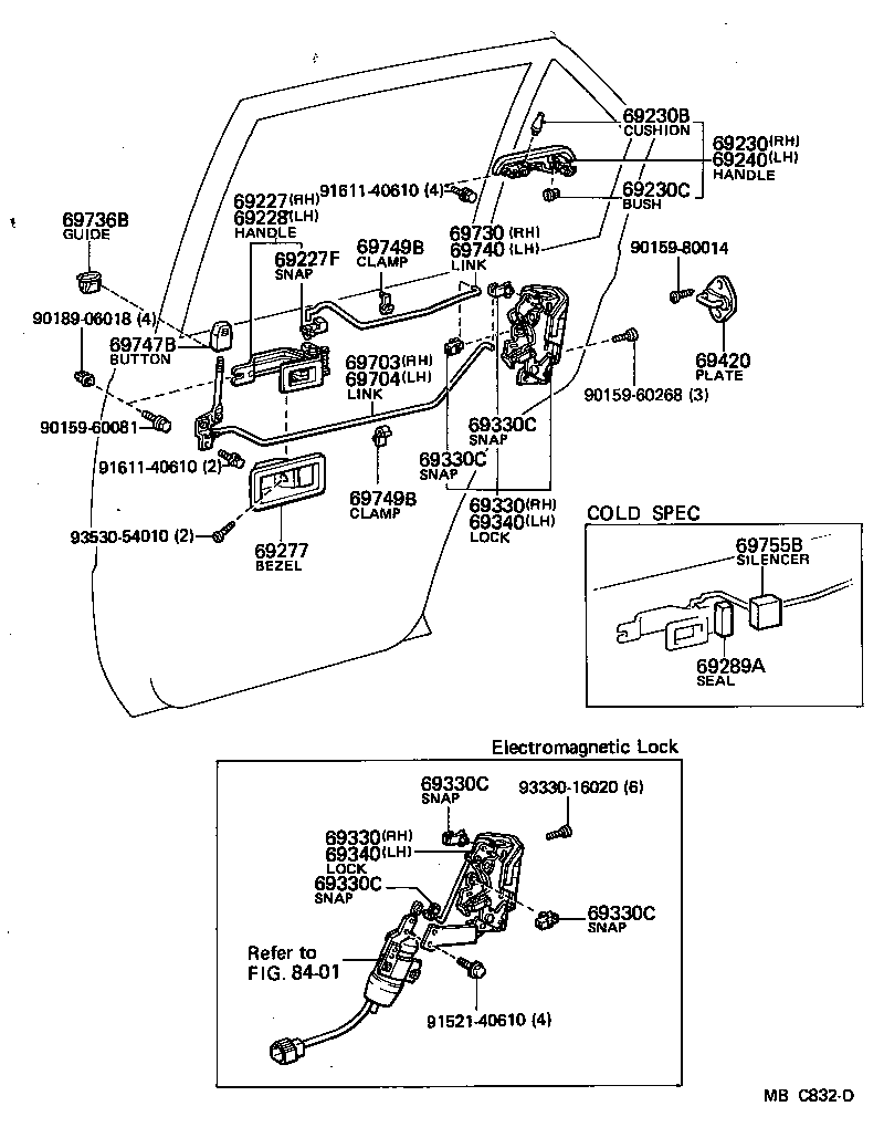 69330-14060 LOCK ASSY, REAR DOOR, RH product image