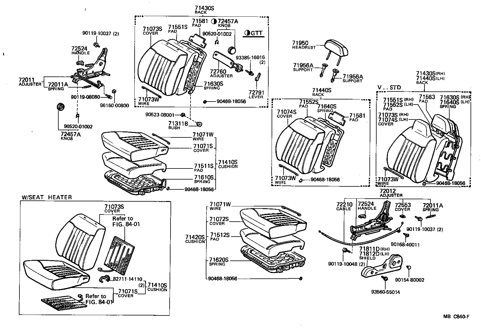 71512-20140 PAD, FRONT SEAT CUSHION, LH (FOR SEPARATE TYPE) product image